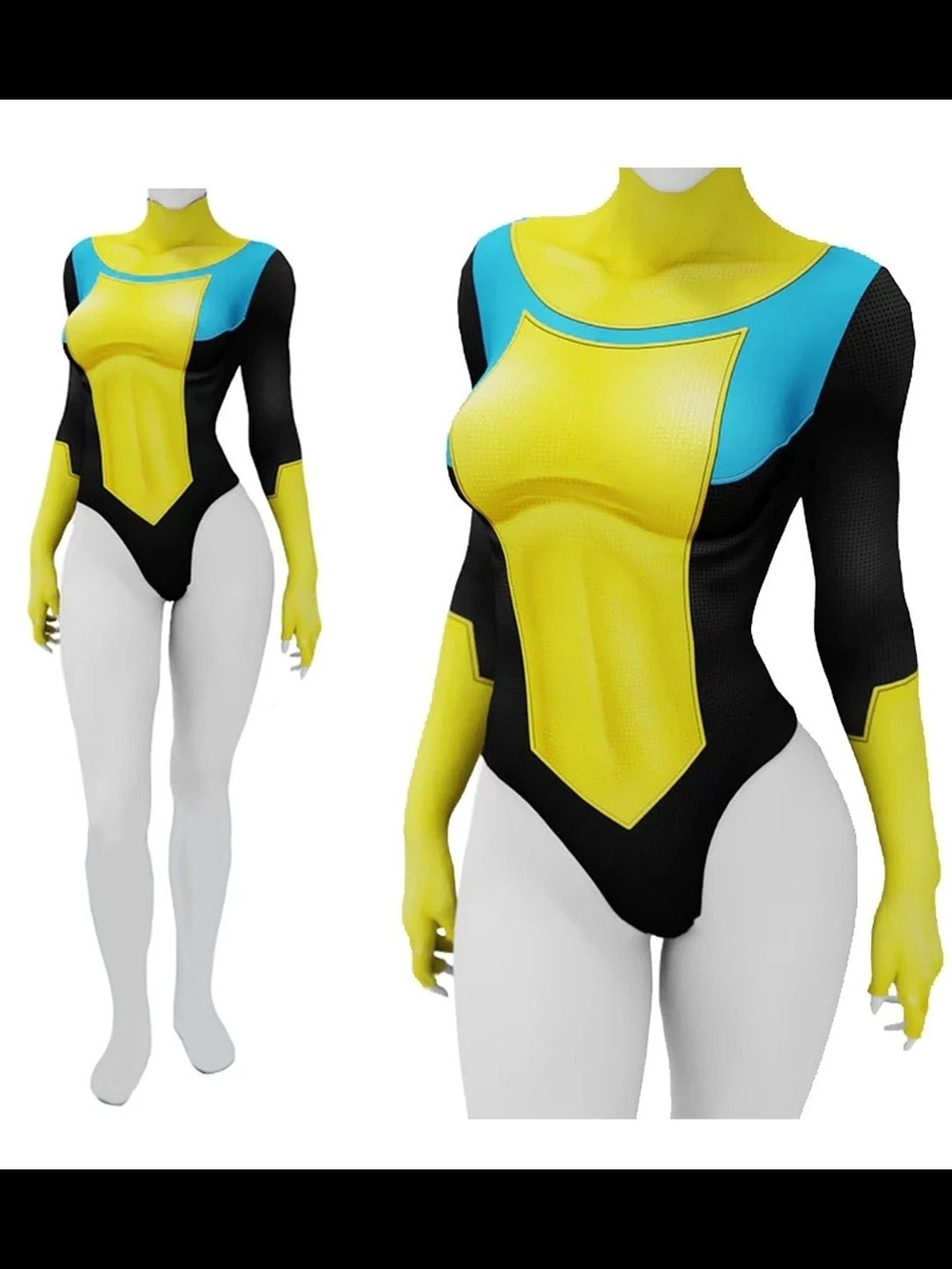 Yellow & Teal Long-Sleeve Women's Bodysuit